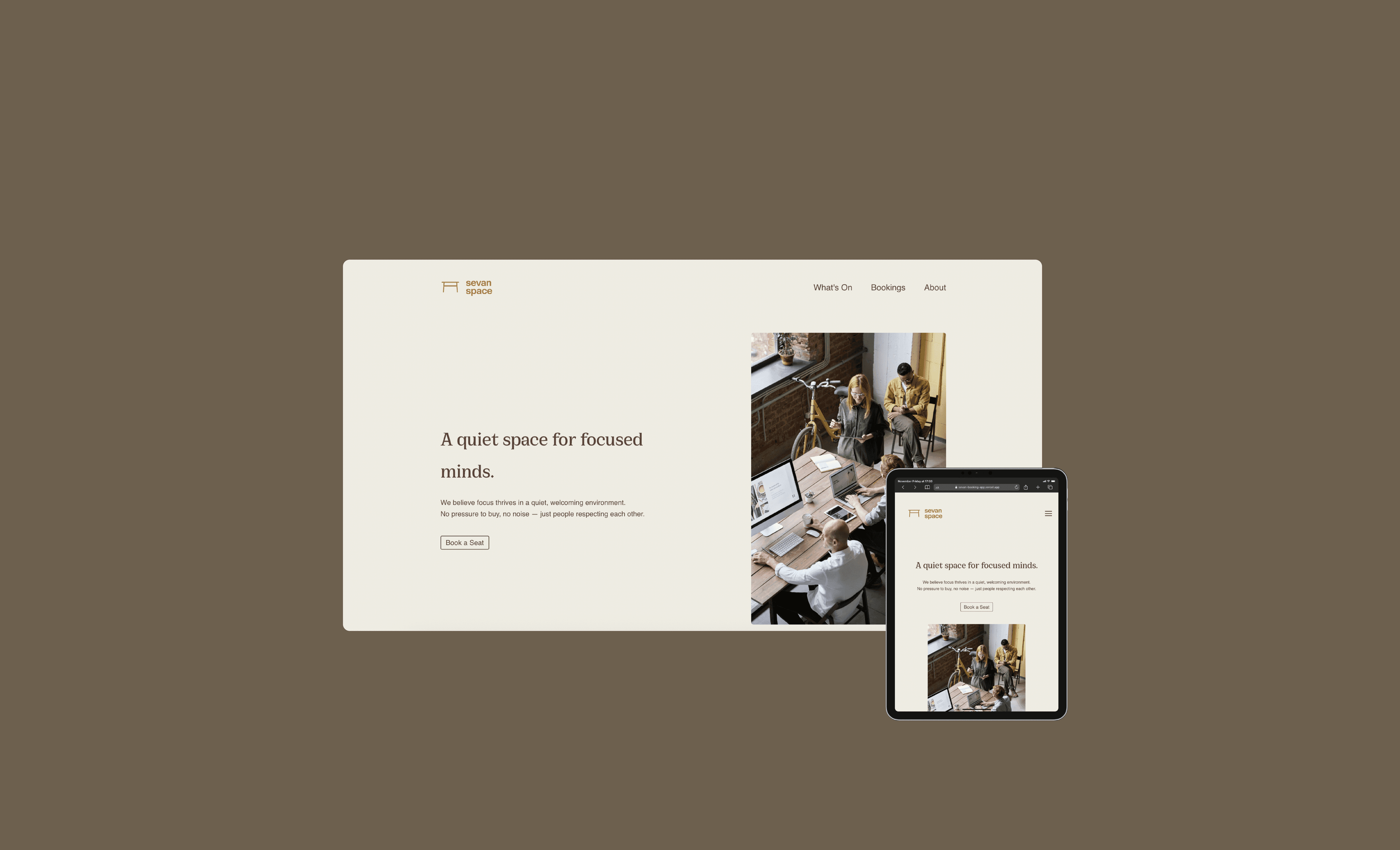 Crafting the brand & digital experience for a coworking space built around calm and uninterrupted focus. thumbnail